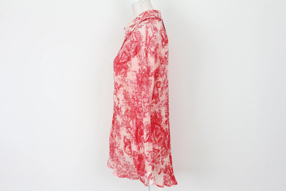 Red and white pleated shirt - S