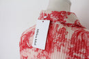 Red and white pleated shirt - S-6