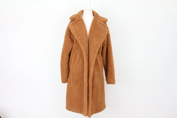 Camel Teddy Bear Midi Coat – S