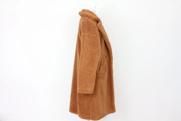 Camel Teddy Bear Midi Coat – S - 0