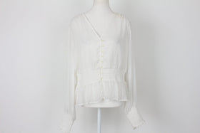 White long sleeve buttoned-down blouse - M
