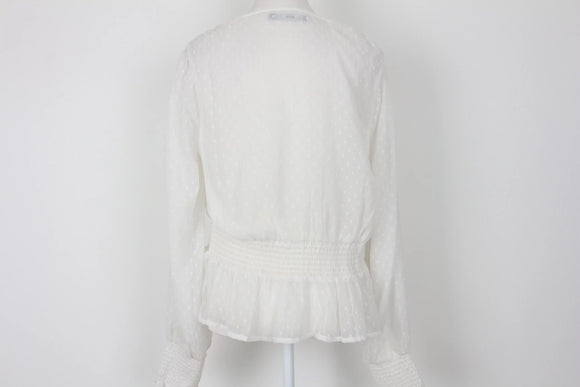 White long sleeve buttoned-down blouse - M