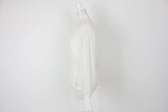 White long sleeve buttoned-down blouse - M