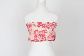 Red and white pleated bandou - S
