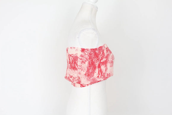Red and white pleated bandou - S