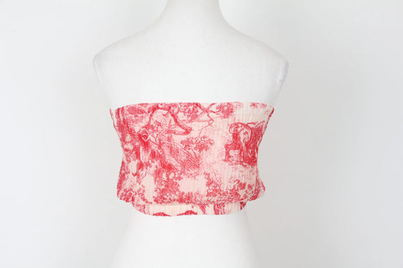 Red and white pleated bandou - S