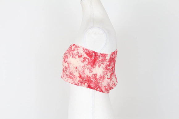 Red and white pleated bandou - S