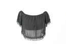 Black off the shoulder chaffon crop top - XS-1