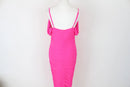 Bright pink slinky dress - L-3