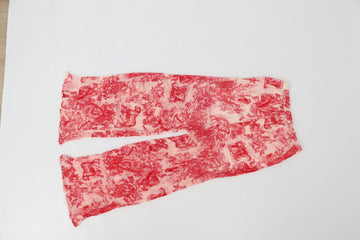 Red Toile de Jouy Print Wide-Leg Trousers – S