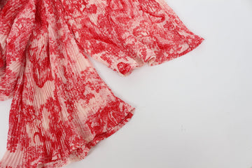 Red Toile de Jouy Print Wide-Leg Trousers – S - 0