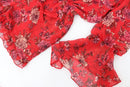 Off the shoulder red and floral jumpsuit - S-2