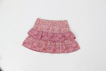 Pink Floral Tiered Ruffle Mini Skirt – Size 12