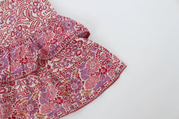 Pink Floral Tiered Ruffle Mini Skirt – Size 12 - 0