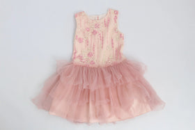Pink dress with beading and tulle - 6-7