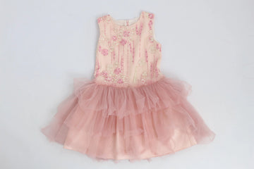 Pink dress with beading and tulle - 6-7