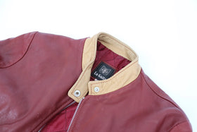 Maroon and caramel faux leather jacket - S - 0