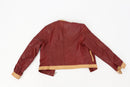 Maroon and caramel faux leather jacket - S-3