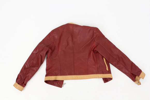 Maroon and caramel faux leather jacket - S