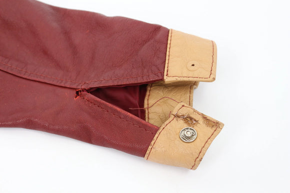 Maroon and caramel faux leather jacket - S