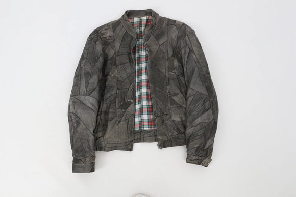 Vintage faux leather patchwork jacket - L