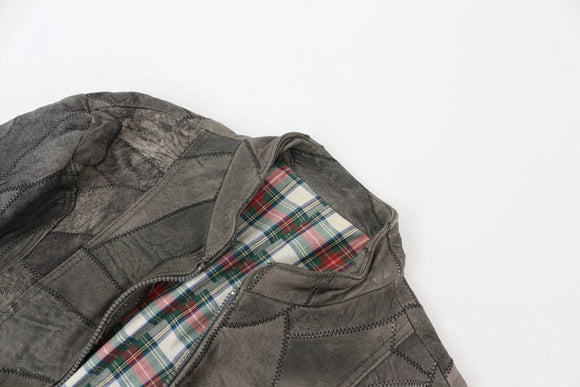 Vintage faux leather patchwork jacket - L