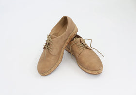 Camel lace up shoes with cork sole - 7