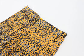 Orange and grey cheetah print pleated wide leg trousers - L - 0