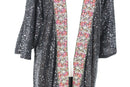YDE Black sequin kimono with bohemian style embroidery - L-2