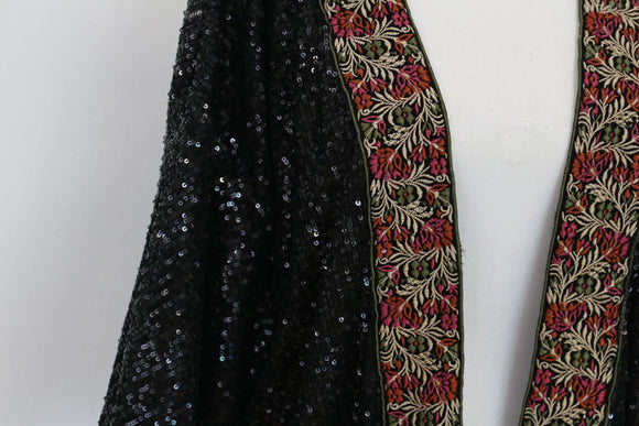 YDE Black sequin kimono with bohemian style embroidery - L