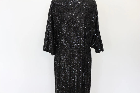 YDE Black sequin kimono with bohemian style embroidery - L