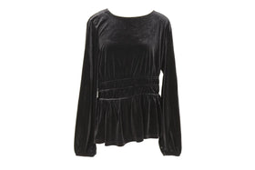 Ginger Mary black velvet long sleeve blouse - 40