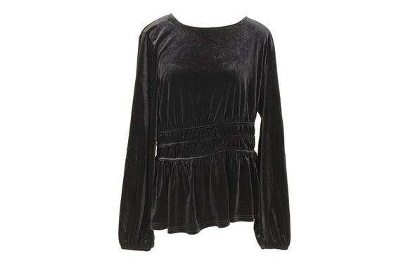 Ginger Mary black velvet long sleeve blouse - 40