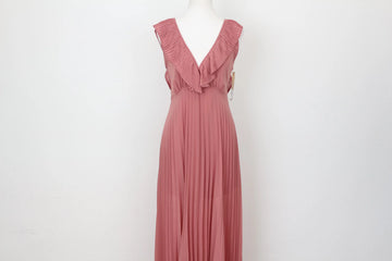 YDE Elegant Pink Pleated Chiffon Maxi Dress – Occasion Wear | Size M | Brand New