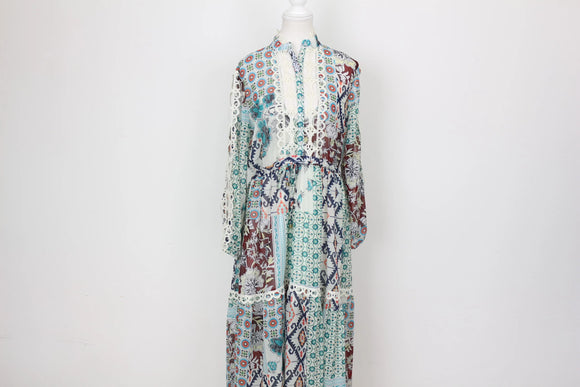 YDE Bohemian style long sleeve chiffon dress - M