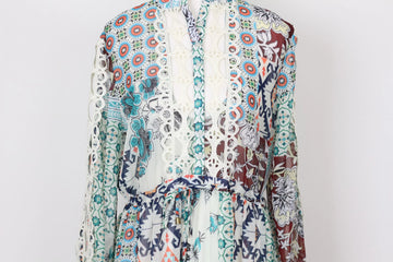 YDE Bohemian Long-Sleeve Chiffon Dress – Flowing & Lightweight | Size M | Brand New - 0