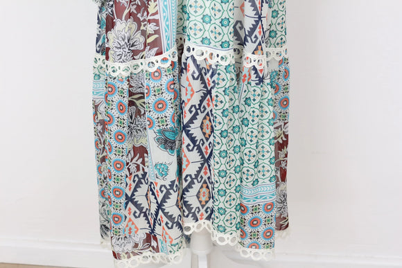 YDE Bohemian style long sleeve chiffon dress - M