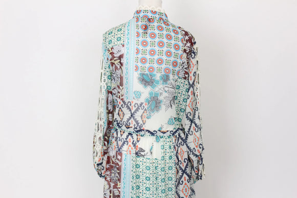 YDE Bohemian style long sleeve chiffon dress - M