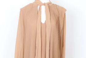 YDE Tan pleated chiffon long sleeve dress - M - 0