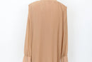 YDE Tan pleated chiffon long sleeve dress - M-5