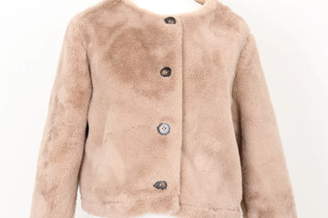 YDE Luxe Brown Faux Fur Cropped Button-Down Jacket – Statement Outerwear | Size M | Brand New - 0