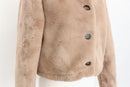 YDE Brown faux fur cropped button down jacket - M-3