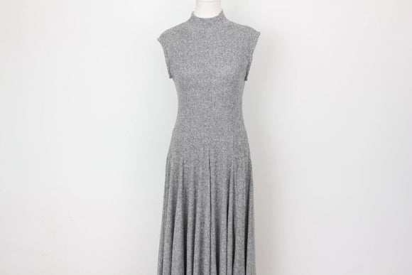 YDE Grey knit full flare poloneck dress - M