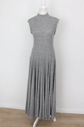 YDE Grey knit full flare poloneck dress - M - 0