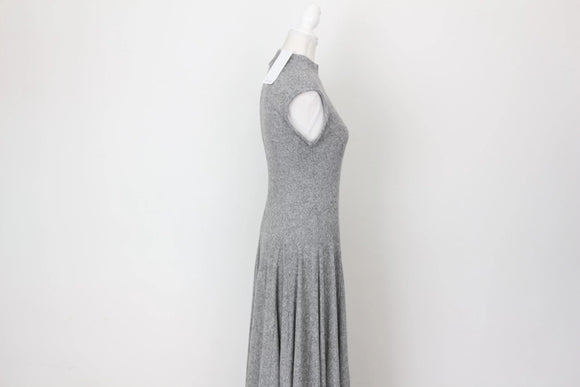 YDE Grey knit full flare poloneck dress - M