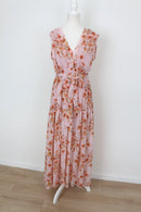 YDE Pink and orange floral chiffon maxi dress - L-2