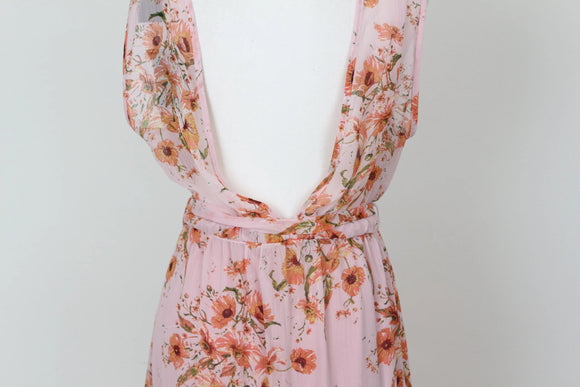 YDE Pink and orange floral chiffon maxi dress - L