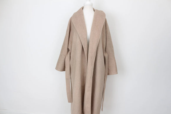 YDE Long beige super soft tie-up coat - M