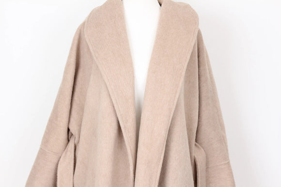YDE Long beige super soft tie-up coat - M