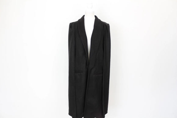 YDE Black midi shoulder throw over coat - M